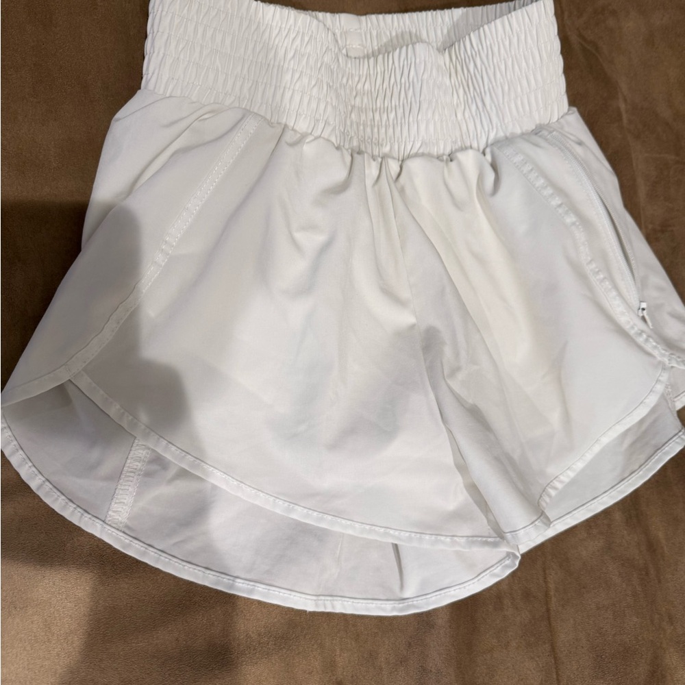 Women's White Elastic Waist Shorts